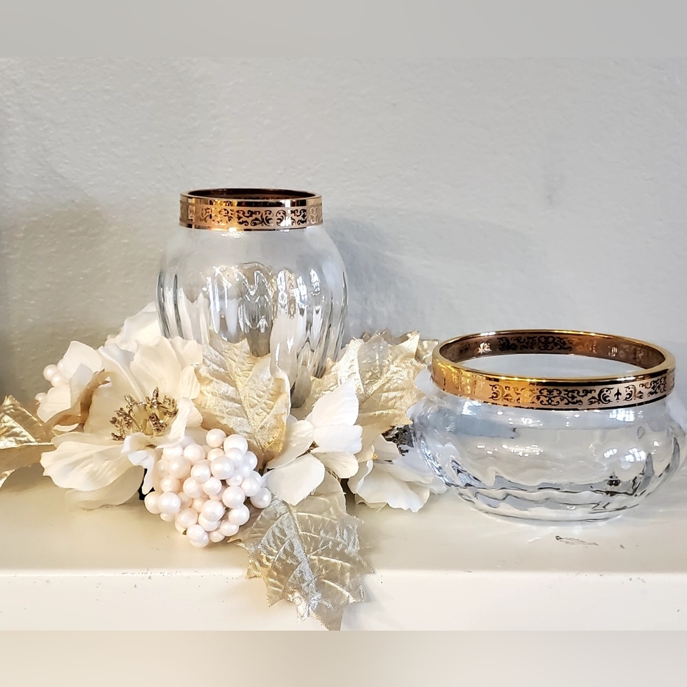 2pc Lenox Crystal vase/ candy dish